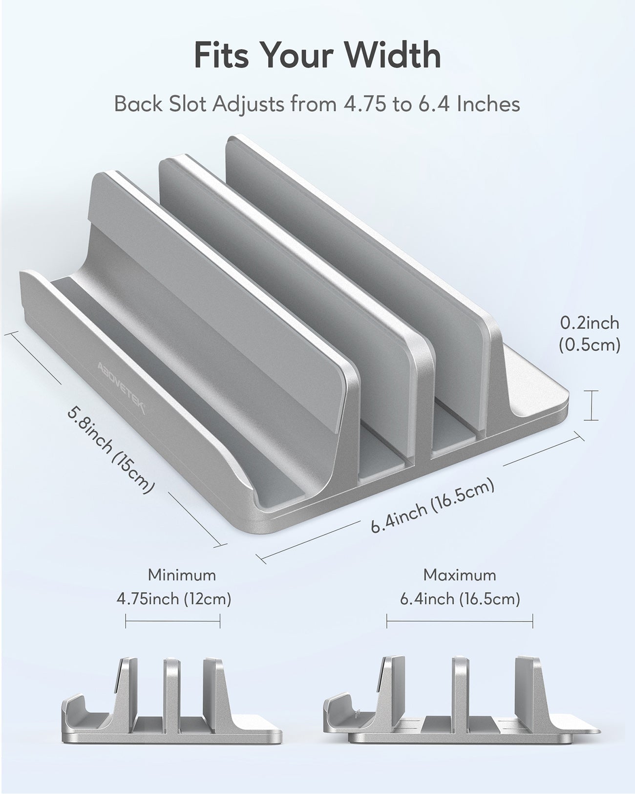 Vertical Laptop Stand - 3 Slots for Computer, Tablet, Phone