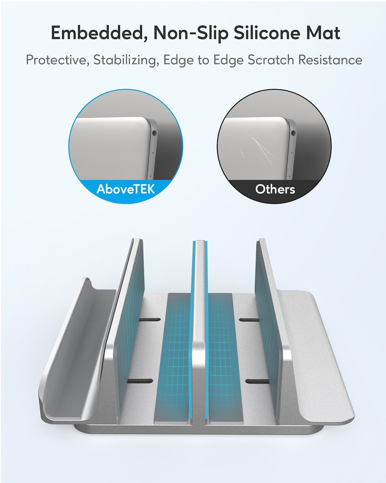 Vertical Laptop Stand - 3 Slots for Computer, Tablet, Phone
