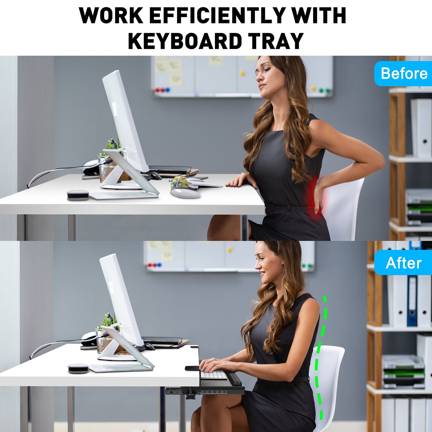 Large Keyboard Tray Under Desk (KT-8B)