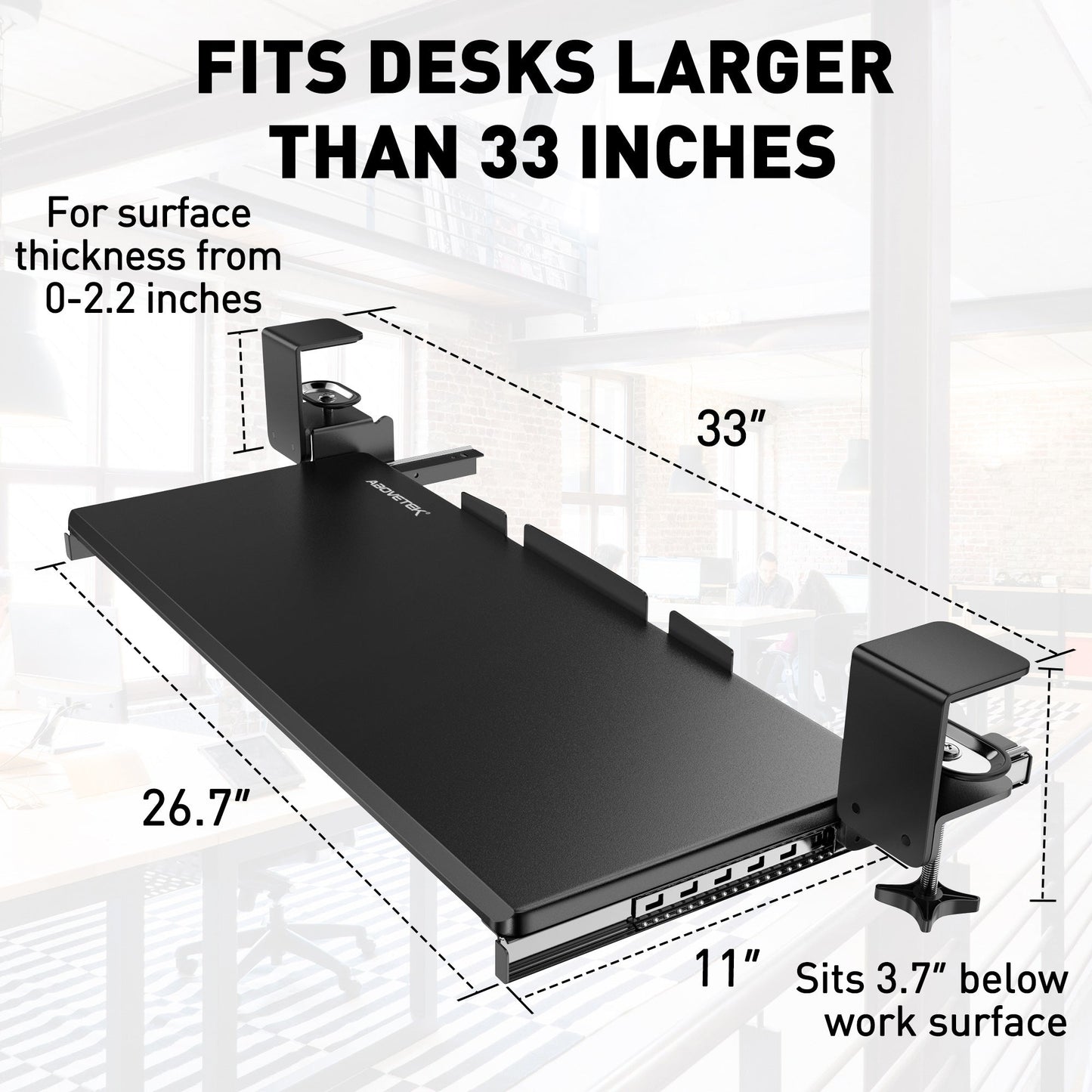 Large Keyboard Tray Under Desk (KT-8B)