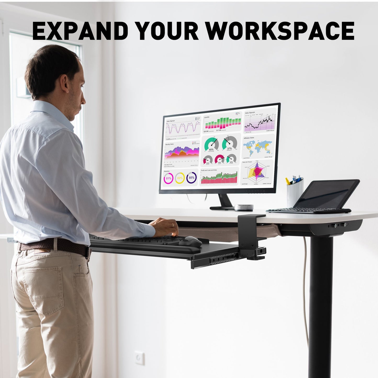 Large Keyboard Tray Under Desk (KT-8B)