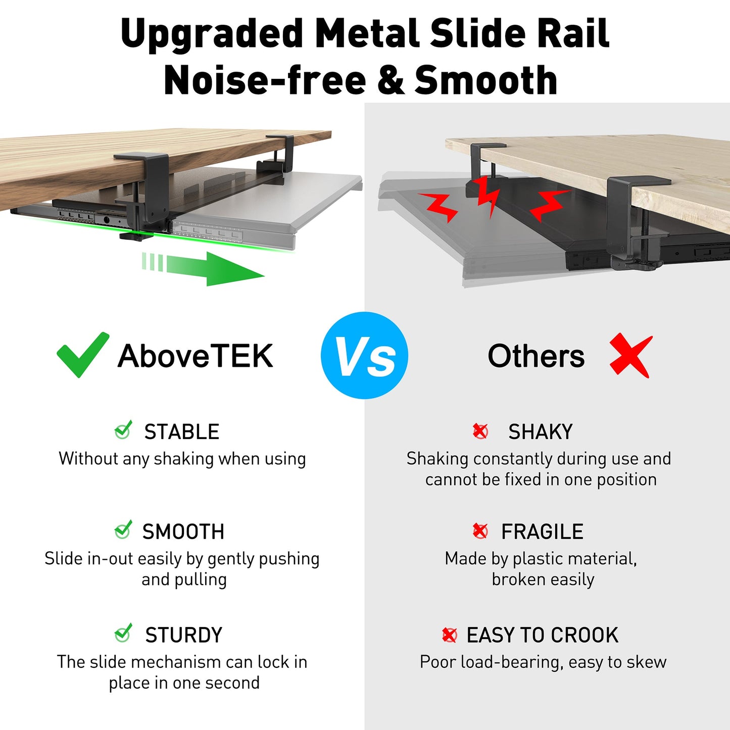 Large Keyboard Tray Under Desk (KT-8B)