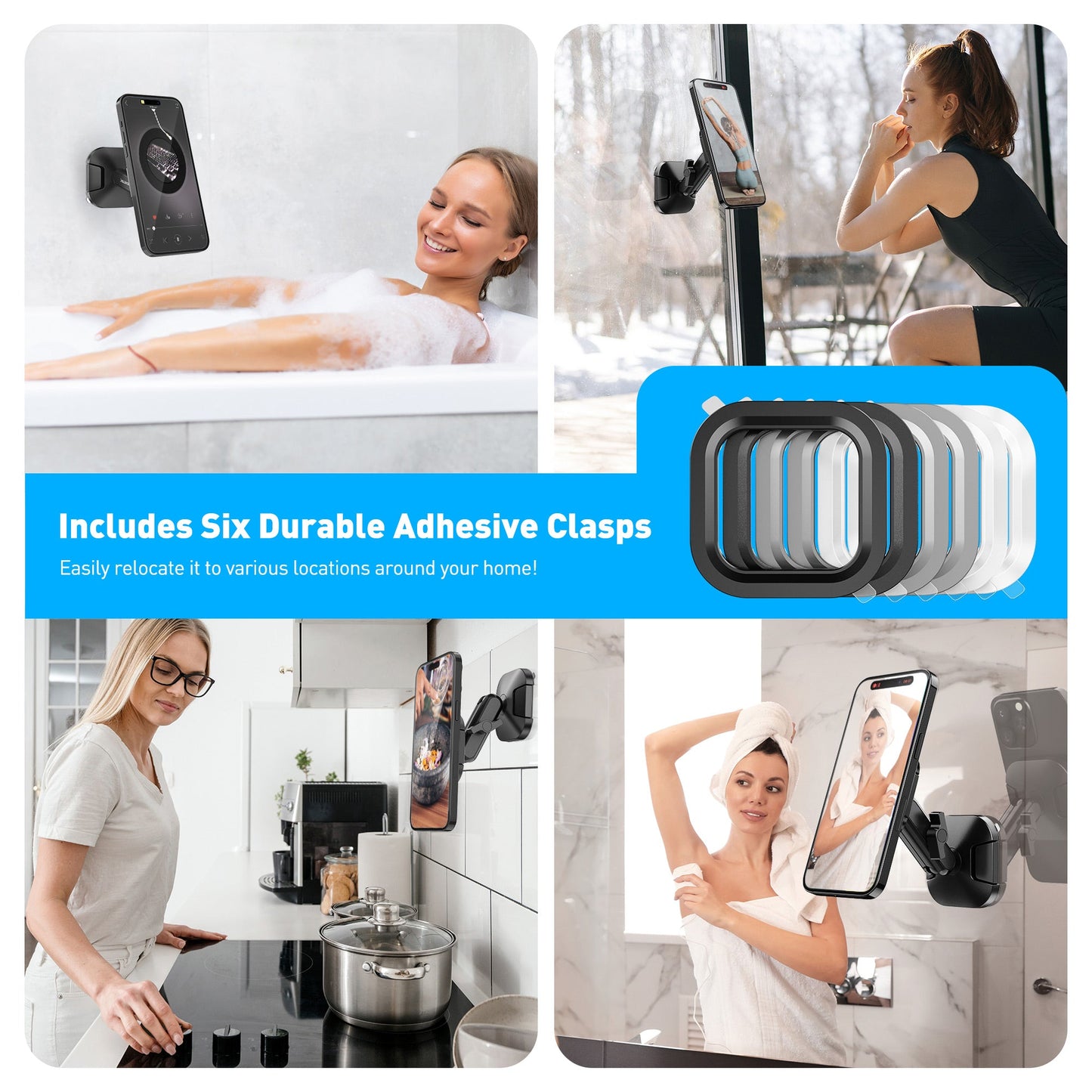 Snap-On Hands-free Shower Phone Holder