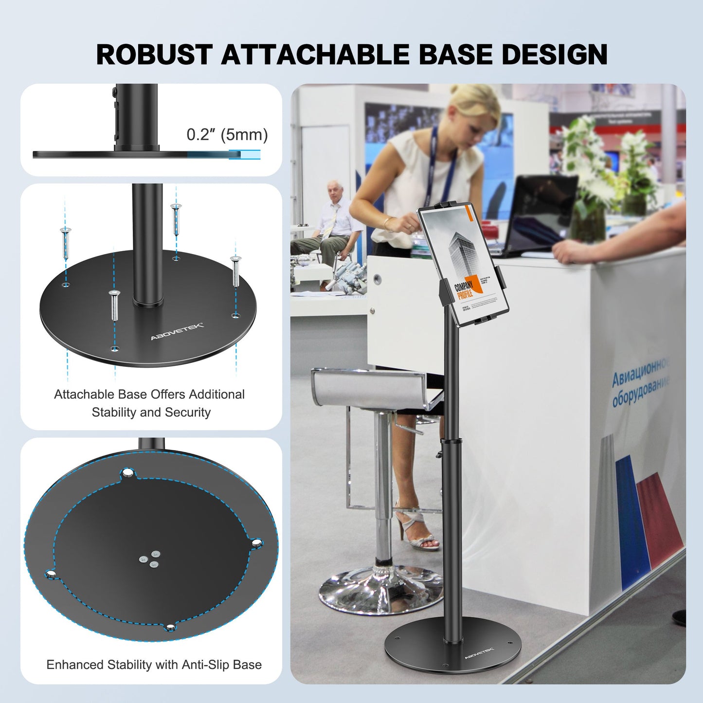 AboveTEK Anti-Theft Tablet Kiosk Floor Stand for 7.9"-11" Device (TH-608)