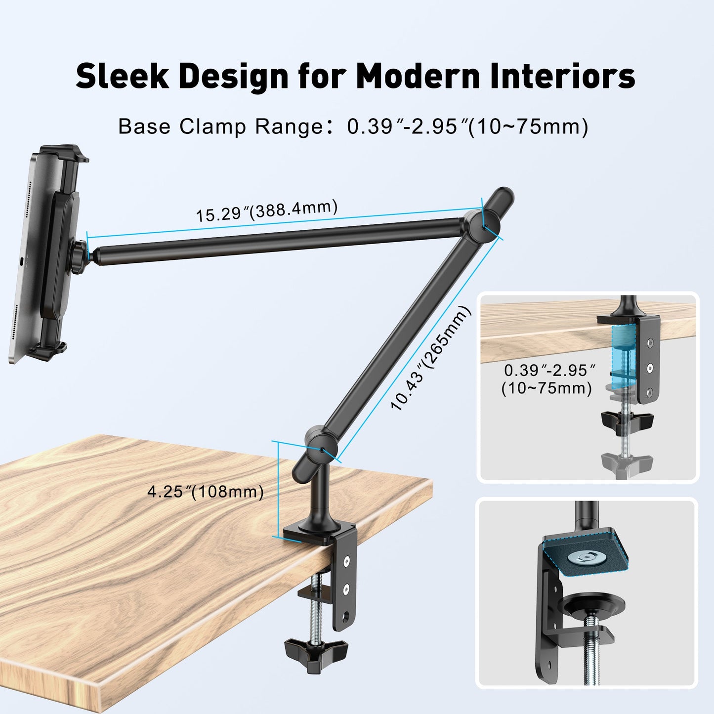 Long Arm Tablet Phone Stand Mount (TS-388B/W)