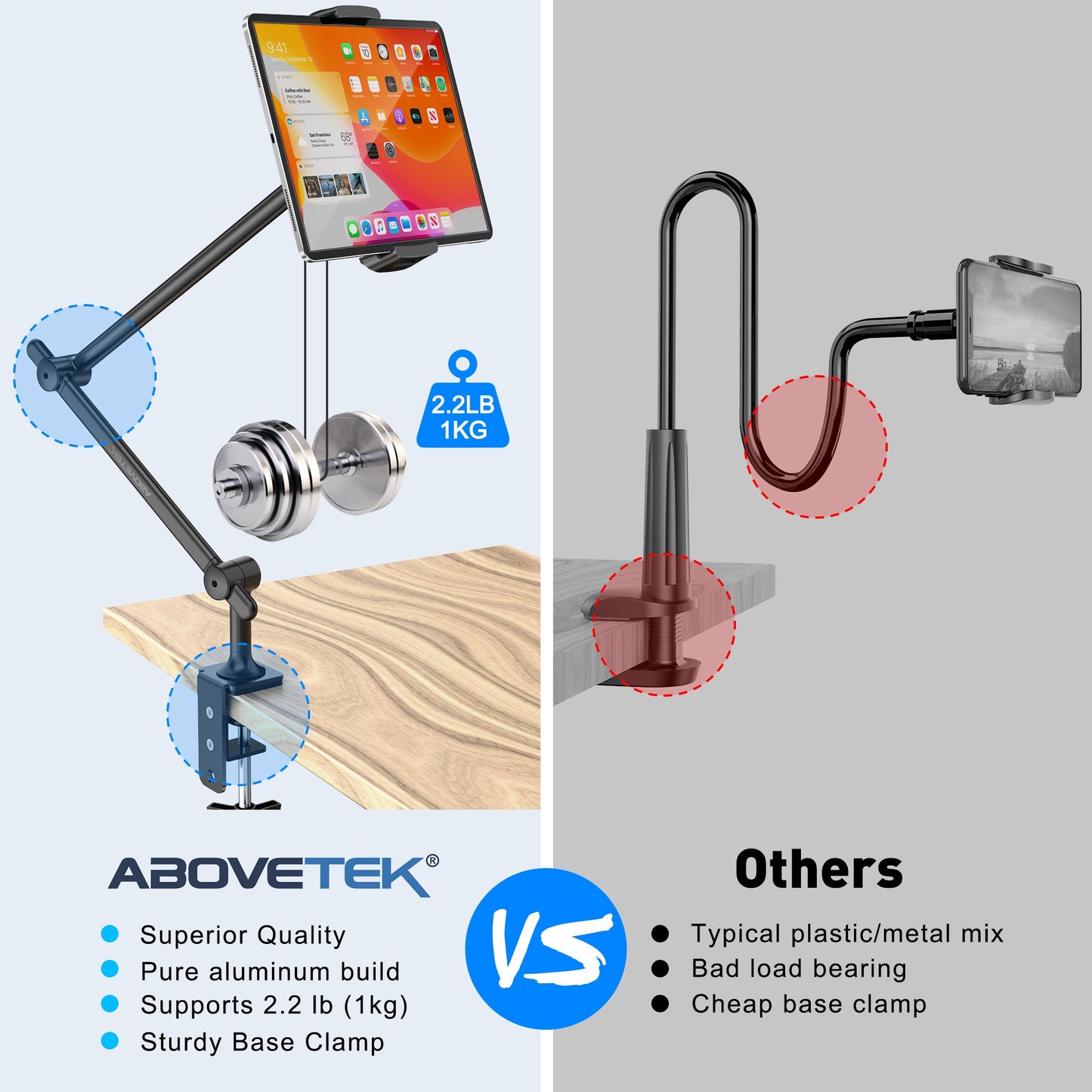 Long Arm Tablet Phone Stand Mount (TS-388B/W)