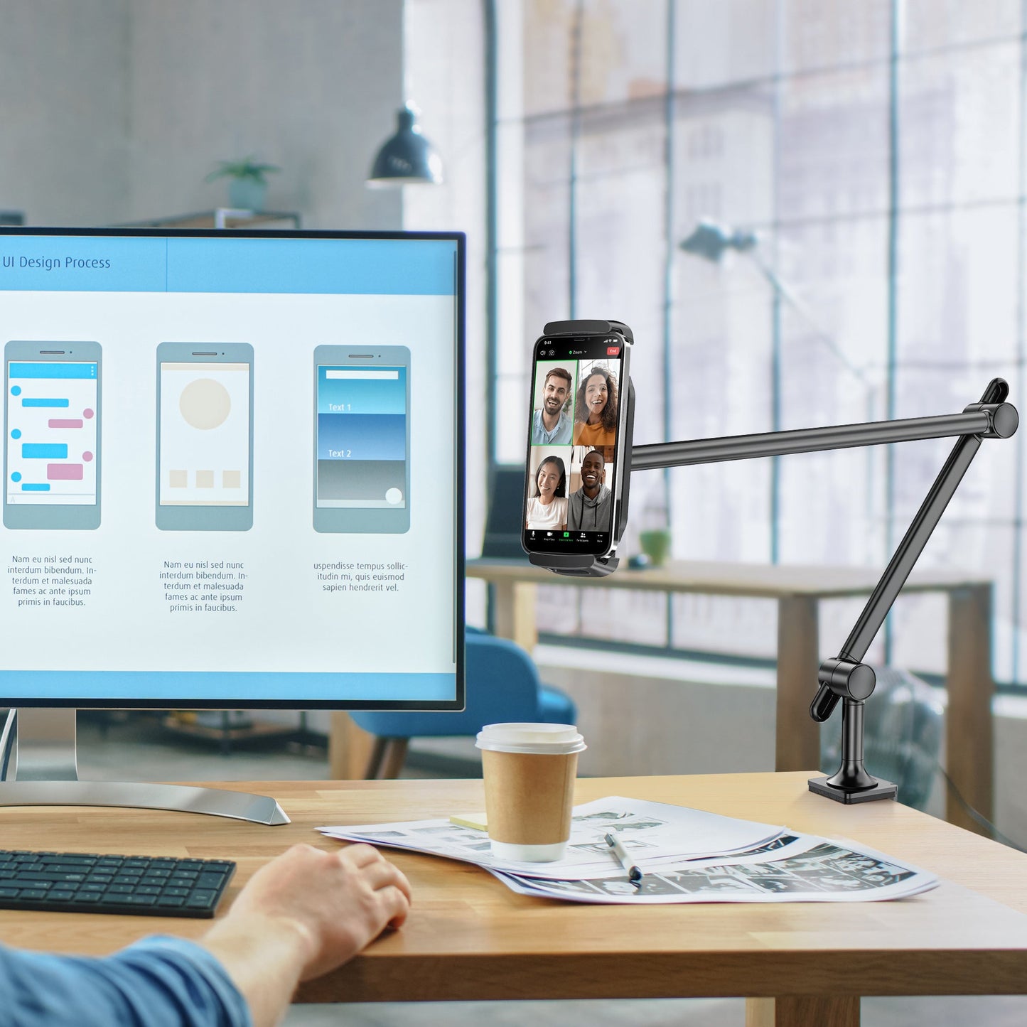 Long Arm Tablet Phone Stand Mount (TS-388B/W)